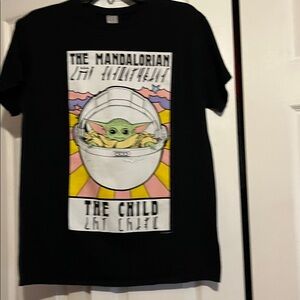 Black Mandalorian T-Shirt with The Child Graphic